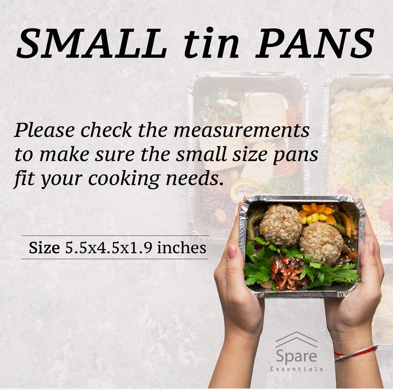 (55 Pack) 1 Lb Aluminum Pans with Lids, Disposable Baking Foil Containers, Takeout Food Storage, Freezer - Mini Foil Pans with Clear Lids for Restaurants & Catering - Size 5.5x4.5x1.9 Spare Essentials