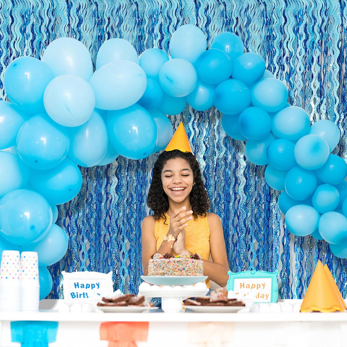 Skiennix Tinsel Foil Fringe Curtains - Sparkling Wavy Backdrop for Parties & Events | Perfect for Photo Booths