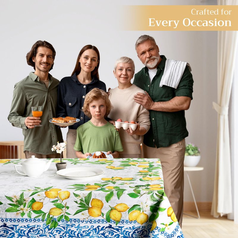Maison d' Hermine Table Cloth Rectangle Table 100% Cotton 54 x 72 Inches Tablecloth Reusable Decorative for Dining Kitchen Room Farmhouse Home Gifts for Mothers Day Spring Summer - Cedrat