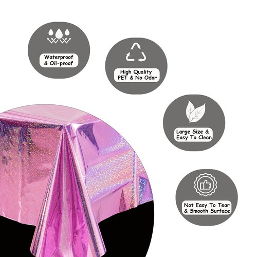 GREATRIL Pink Party Table Cloth Disposable Rectangle Tablecover for Birthdays Girls Princess Anniversary Celebration Tablecloth Decorations - 54'' x 108'' - 2 Packs