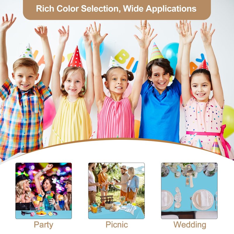 Kongdaoth Light Blue 16 Pack 54 x 108 Inch Plastic Tablecloths, Disposable Rectangle Tablecloth, Party Table Cover Plastic Table Cloth
