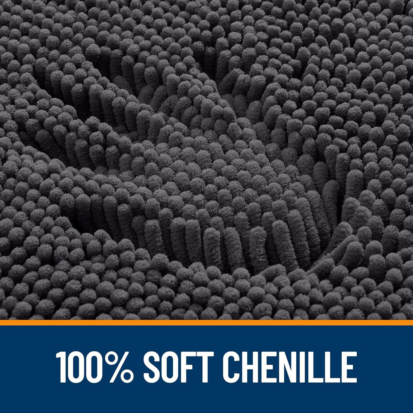 OLANLY Bathroom Rugs - Extra Soft Chenille Bath Mats with Rubber Backing | Quick Dry, Machine Washable, Dark Grey 35x24
