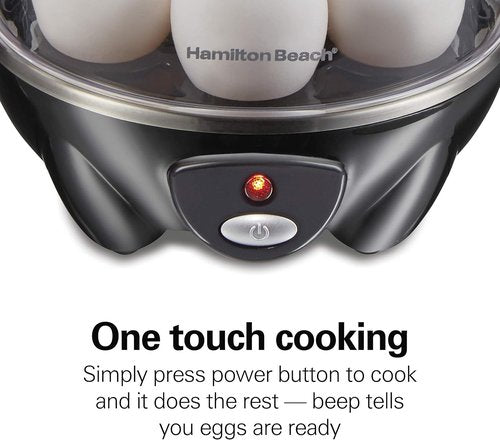 Hamilton Beach 3-in-1 Electric Egg Cooker - Hard Boiled, Poached & Omelet Maker, Black, Holds 7 Eggs