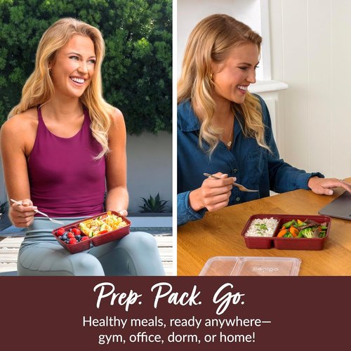Bentgo Prep - 20-Piece Reusable Meal Prep Containers | Durable, BPA-Free, Microwave & Dishwasher Safe (Burgundy)