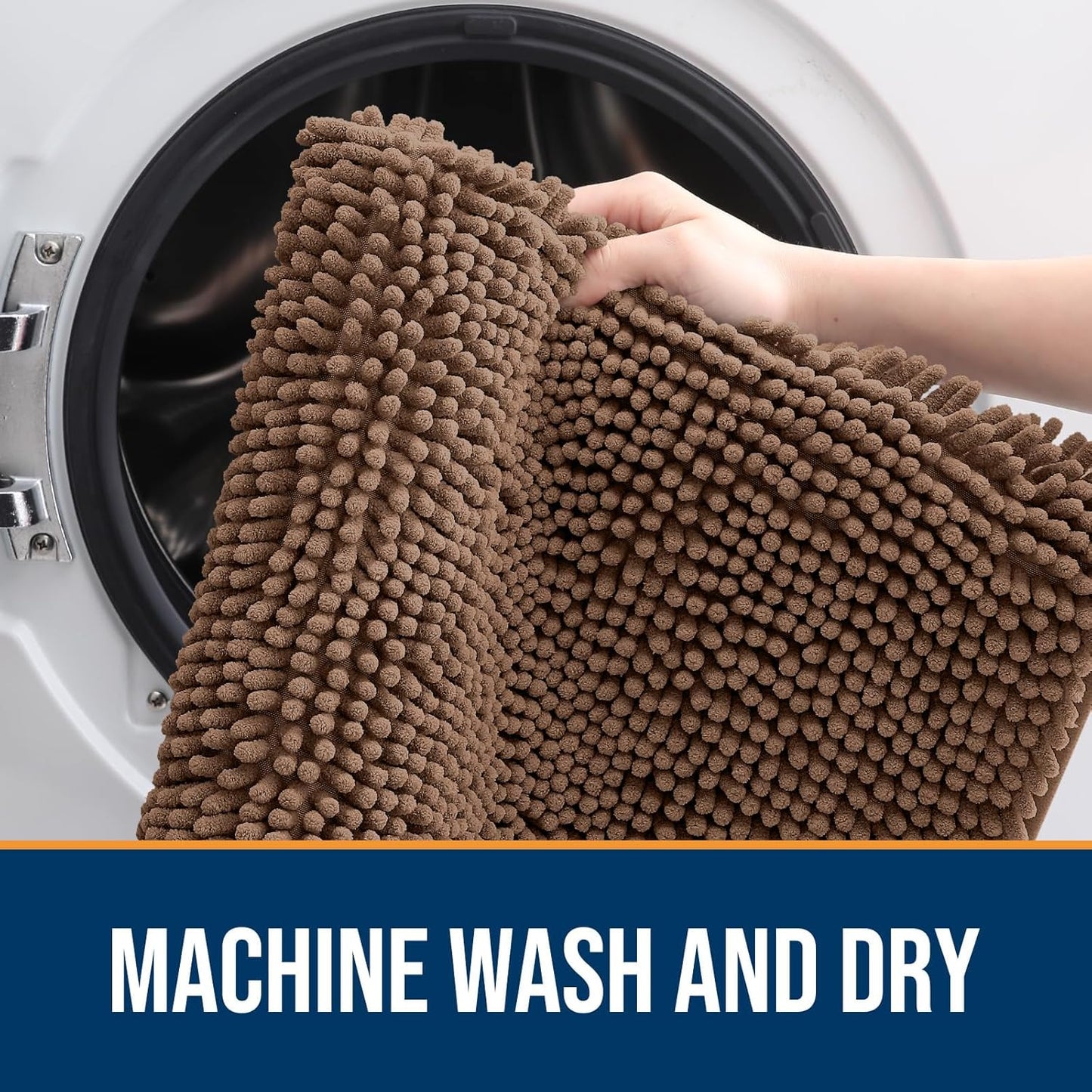 OLANLY Dog Door Mat - Absorbent Non-Slip Washable Chenille Mat for Muddy Paws | 44x32 Mocha Color
