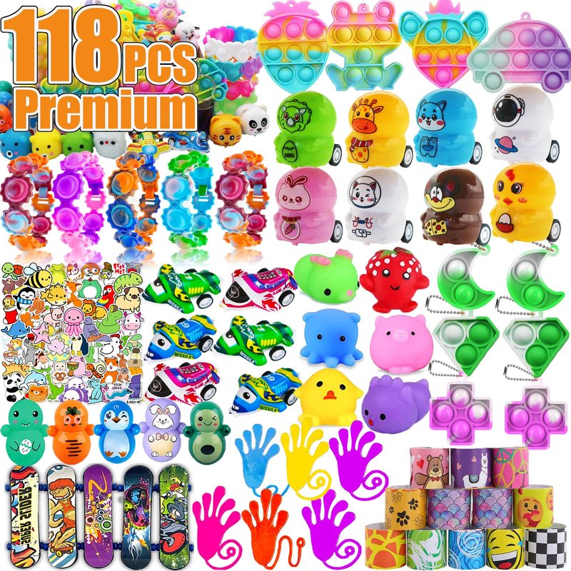 128 Pcs Party Favors for Kids Easter Egg Fillers,Fidget Treasure Box Toys, Classroom Prizes, Pinata Filler Goodie Bag Stuffers, Treasure Chest Carnival Prizes, Prize Box Bulk Toys for Boys Girls 4-8