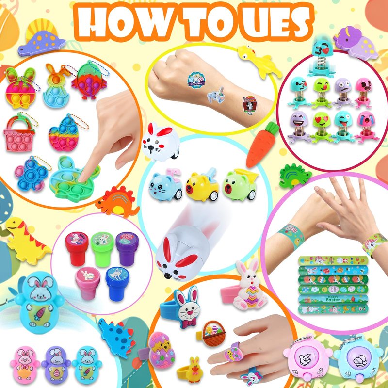Wuridiwa 300 Pcs Easter Egg Fillers with Surprise Eggs, Easter Basket Stuffers,Filled Easter Party Favors for Kids,Carnival Treasure Prizes Classroom Events Hunt,Stocking Stuffers Birthday Gifts