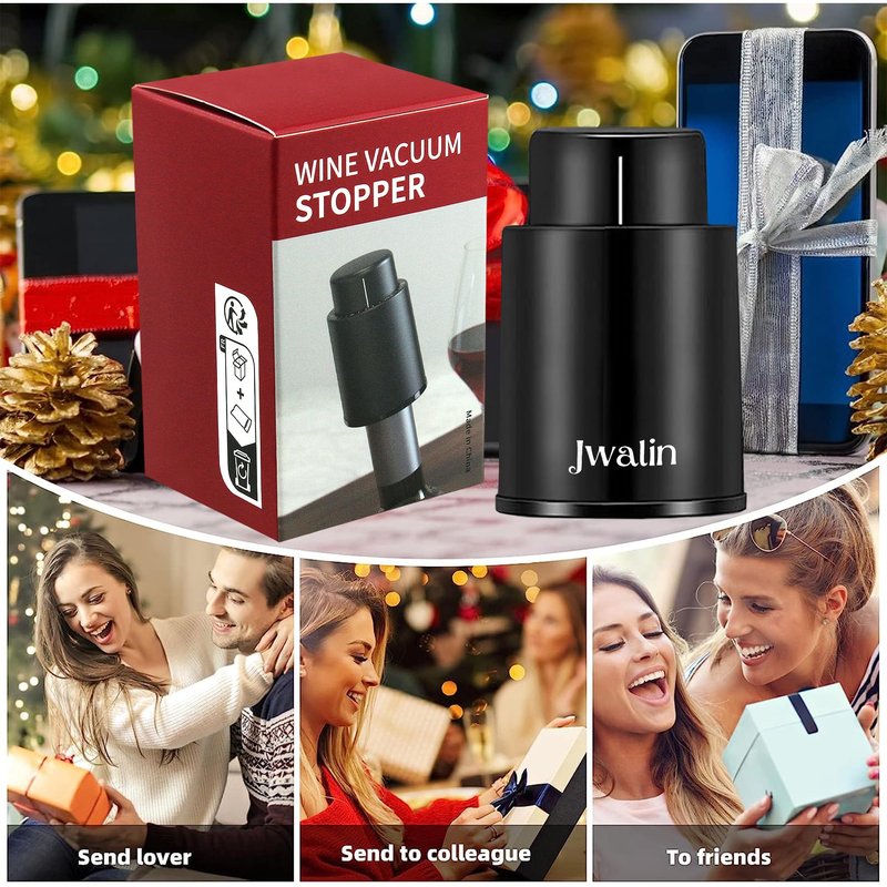 Jwalin Wine Vacuum Pump Stopper – Premium Wine Preserver with Airtight Seal, Reusable Vacuum Pump Keeps Wine Fresh, Perfect Wine Accessory Gift for Wine Lovers