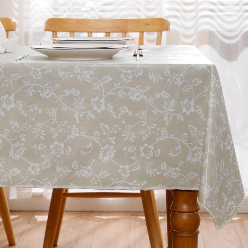 Walrus Heavy Duty Vinyl Tablecloth with Flannel Backing Waterproof Oil-Proof Plastic Table Cloth Stain-Resistant Wipeable Rectangle or Square Table Cover for Indoor and Outdoor (Blue Leaf,60x84 Inch)