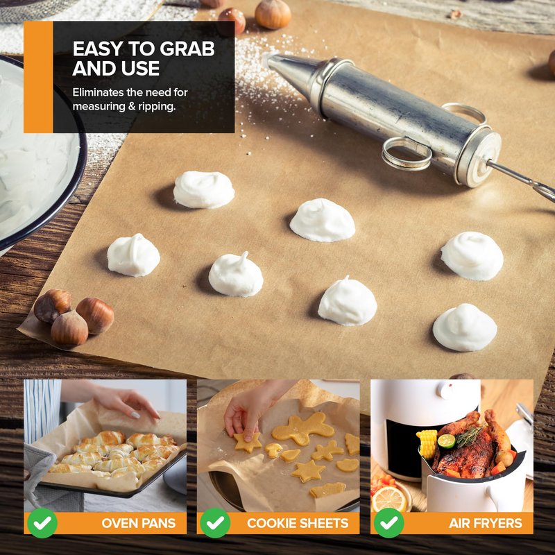 Stock Your Home 150 Ct Unbleached Parchment Paper Sheets, Pop Up Parchment Paper Sheets for Baking, Air fryer Sheets & Oven Liners FOr cookies, Bread, meat, Pizza (9x13”)