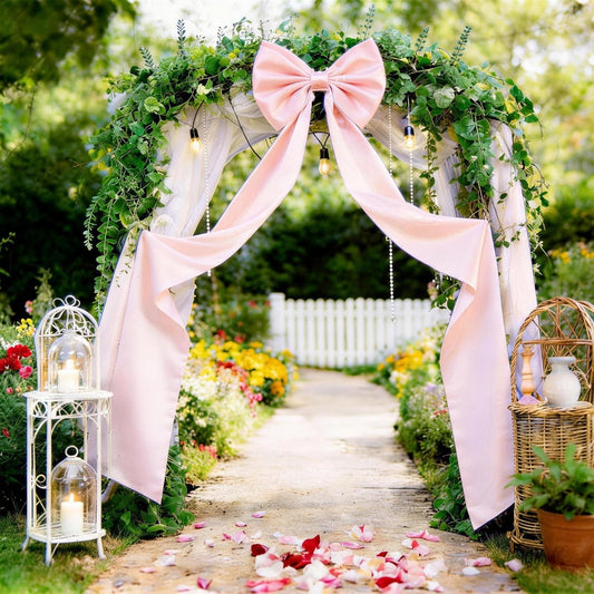 Skiennix Extra Long Satin Pink Bow - Elegant Wall Decor for Coquette Rooms | 70x20 Inch for Events & Celebrations