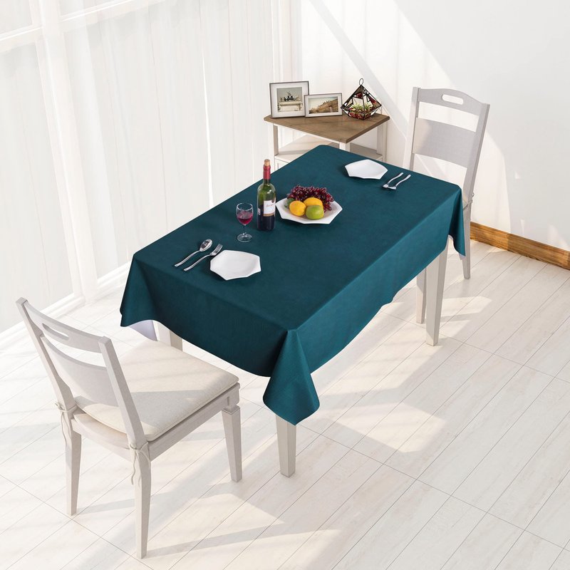 sancua 100% Waterproof Rectangle PVC Tablecloth - 54 x 54 Inch - Oil Proof Spill Proof Vinyl Table Cloth, Wipe Clean Table Cover for Dining Tables, Buffet Parties and Camping, Deep Teal