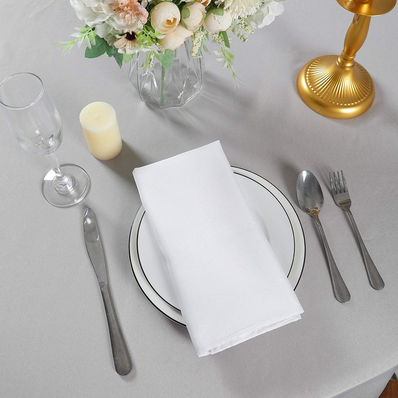 Cloth Napkins 17x17 inch Washable Polyester Dinner Napkins Soft Table Napkins for Wedding Party Dining Banquet(White,25PCS)