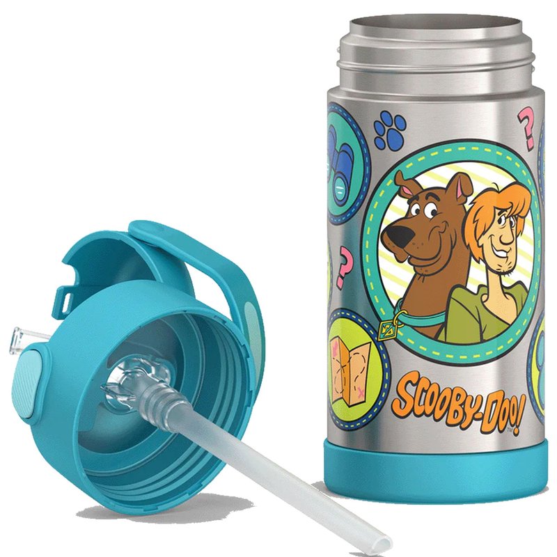 THERMOS FUNTAINER Water Bottle with Straw - 12 Ounce - Kids Stainless Steel Vacuum Insulated Water Bottle with Lid, Scooby-Doo