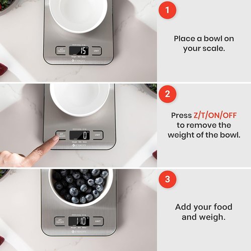 Etekcity Digital Food Scale - Accurate Grams & Ounces Measurement for Cooking & Meal Prep | Medium 304 Stainless Steel