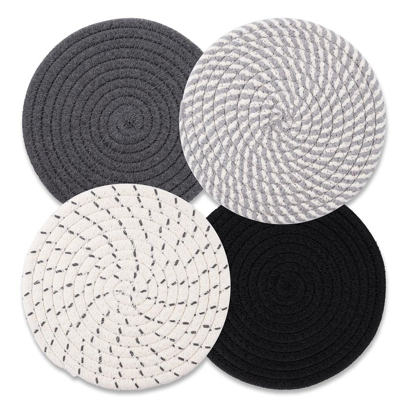 Trivets for Hot Dishes, Hot Pads for Kitchen, 7'' Trivets for Hot Pots and Pans, Pot Holders for Kitchen, Pot Holders Heat Resistant 4-Pcs, Kitchen Essentials for New Home