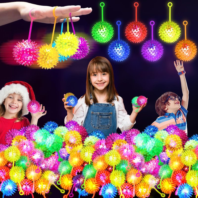 SHQDD 12 PCS Light up Ball, Bouncy Balls for Kids, Balls for Toddlers 1-3, 2.2inch Sensory Stress Ball, Flashing Squeaky for 4th of July Party Favors, Classroom Prizes, Prizes for Kids, Student Gifts