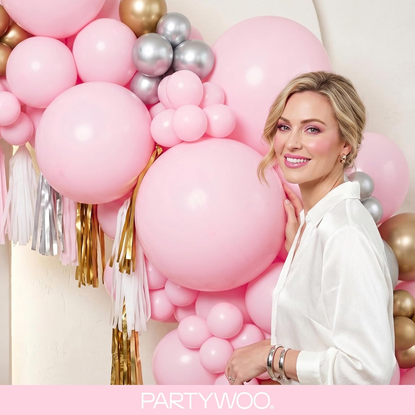 PartyWoo Light Pink Balloons - 120-Piece Pastel Balloon Arch Kit for Baby Showers & Birthdays | 5-18 Inch Sizes