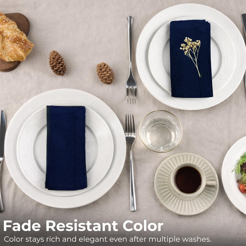 Ramanta Home Navy Cotton Dinner Napkins Set of 12, 18x18 Inch 100% Cotton Cloth Napkins, Reusable Fabric Table Napkins for Everyday Dining, Parties, Weddings, Spring & Easter Table Décor Washable