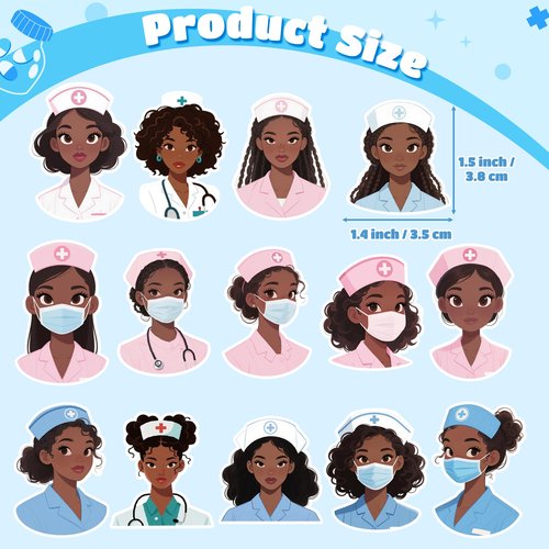 CNhoqc Nurses Week Sticker Rolls - 1000 Pcs Black Girl Magic Nursing Student Waterproof Vinyl Reusable Laptop Stickers Coloring Book Scrapbook Water Bottle Page Activity Pad Nursing Party Favors Gift