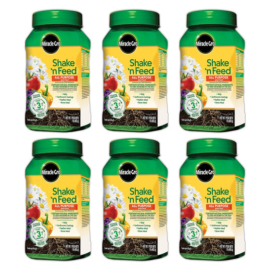 Miracle-Gro All Purpose Plant Food - Shake 'N Feed Fertilizer, 1 lb. | 6-Pack for Healthy Plants