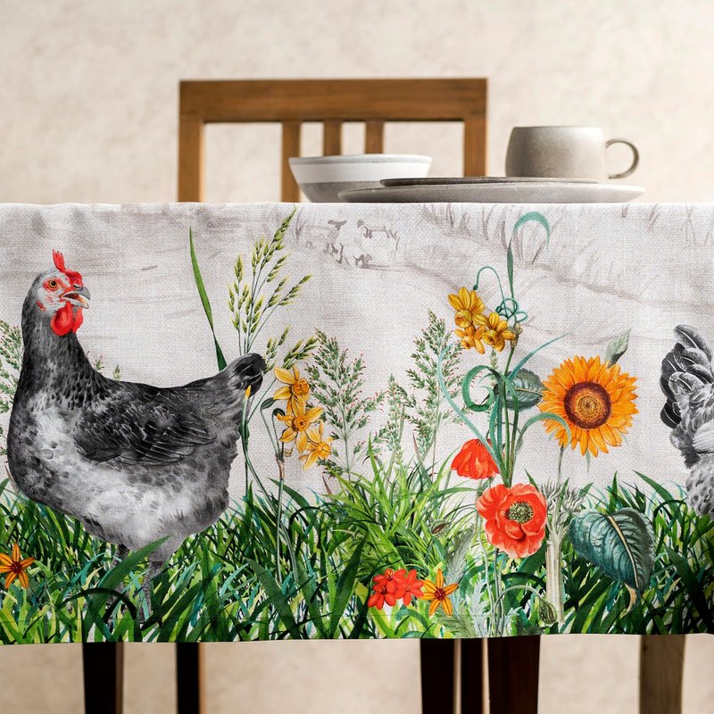 Maison d' Hermine Table Cloth Rectangle Table 100% Cotton 70 x 108 Inches Tablecloth Reusable Decorative for Dining Kitchen Room Farmhouse Home Gifts for Mothers Day Spring Summer - Basse Cour