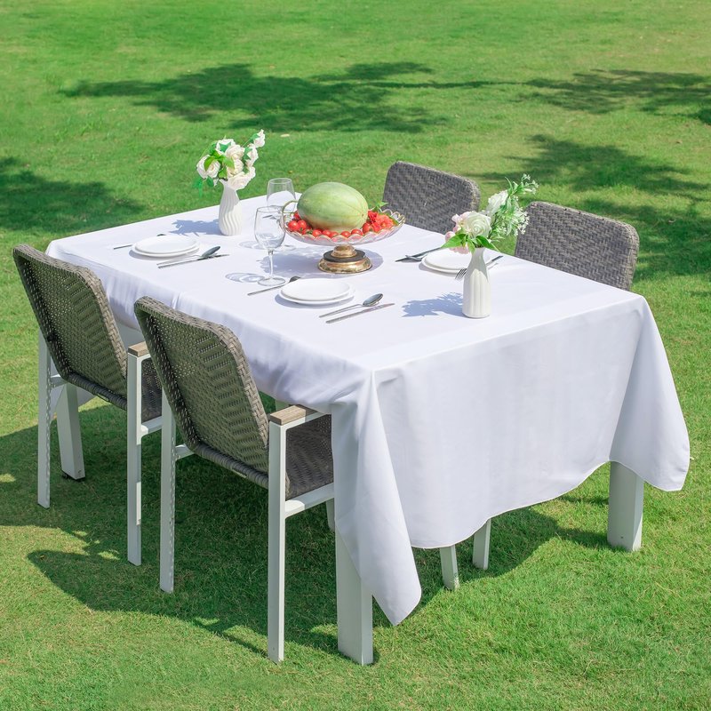Nesthaven 2-Pack White Rectangle Tablecloth 60x102 Inch - Wrinkle & Stain Resistant Polyester, Tablecloths for Dining Wedding Party Buffet, Machine Washable Polyester Fabric Table Cloth