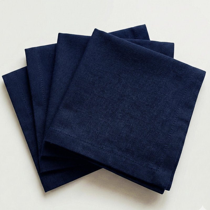 Ramanta Home Navy Cotton Dinner Napkins Set of 12, 18x18 Inch 100% Cotton Cloth Napkins, Reusable Fabric Table Napkins for Everyday Dining, Parties, Weddings, Spring & Easter Table Décor Washable