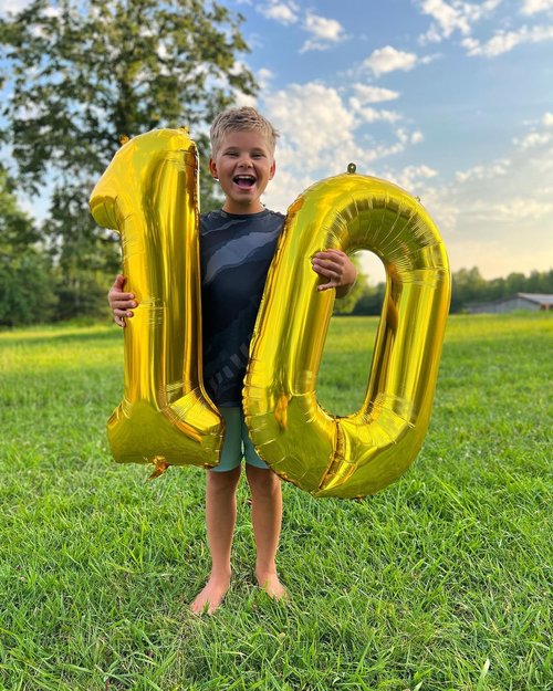 Gold Number 10 Balloon 40 inch, 10 Number Balloons, 10th Gold Birthday Decorations, 10 Year Old Girls Boys Golden Party Supplies