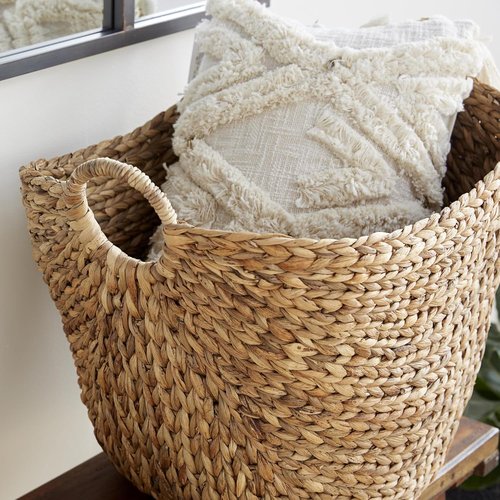 Deco 79 Seagrass Storage Basket - Large Woven Organizer with Ring Handles | 20" x 18" x 19", Brown