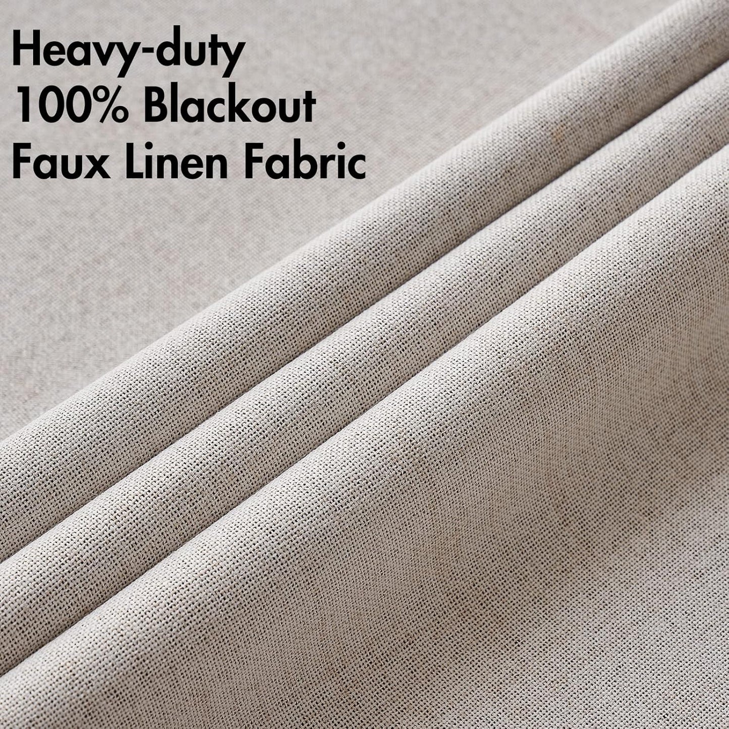 MIULEE 100% Blackout Linen Textured Curtains - Solid Thermal Insulated Ivory Drapes | 62 x 84 Inch (2 Panels)