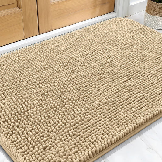 OLANLY Dog Door Mat - Absorbent Non-Slip Washable Doormat for Muddy Paws | 30x20 Beige Quick Dry Chenille