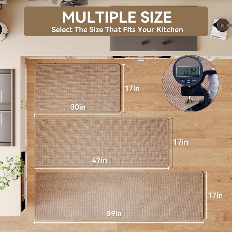 YDKGL Kitchen Rugs and Mats Non Slip Washable, Absorbent Runner Rugs for Kitchen, Front of Sink, Kitchen Mats for Floor，Easy to Clean and Maintain Kitchen Floor mat(Brown, 17"x30")
