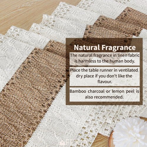 FEXIA Boho Table Runner 48 Inches Long with Tassels Christmas Thanksgiving Farmhouse Home Decor Rustic Cream & Brown Macrame Table Runner for Dining Bedroom Baby Bridal Shower Decor(12x48 Inches)