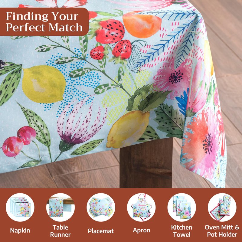 Maison d' Hermine Table Cloth Rectangle Table 100% Cotton 70 x 120 Inches Tablecloth Reusable Decorative for Dining Kitchen Farmhouse Home Gifts for Mothers Day Spring Summer - Jardin D'Ete - Mint
