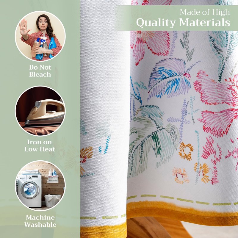 Maison d' Hermine Table Cloth Round Table 100% Cotton 63 Round Inches Tablecloth Reusable Decorative for Dining Kitchen Room Farmhouse Home Gifts for Mothers Day Spring Summer - Paradise Island