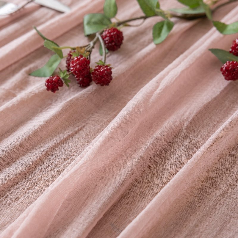 Keketoarrange Dusty Pink Mothers Day Table Runner Cheesecloth Gauze Rustic 120 Inch 10 FT for Wedding Baby Shower Bridal Shower Birthday Engagement Garden Party Long Sheer Boho Spring Home Decorations