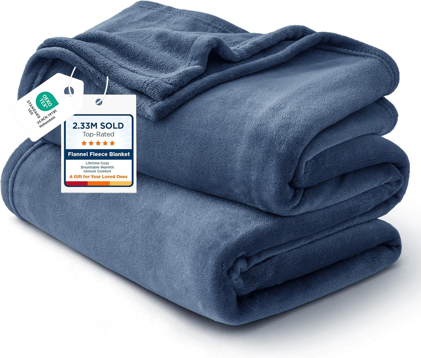 Bedsure GentleSoft Fleece Blanket - Twin Size 300GSM Plush Cozy Warm Blanket in Mineral Blue | 60x80 Inches