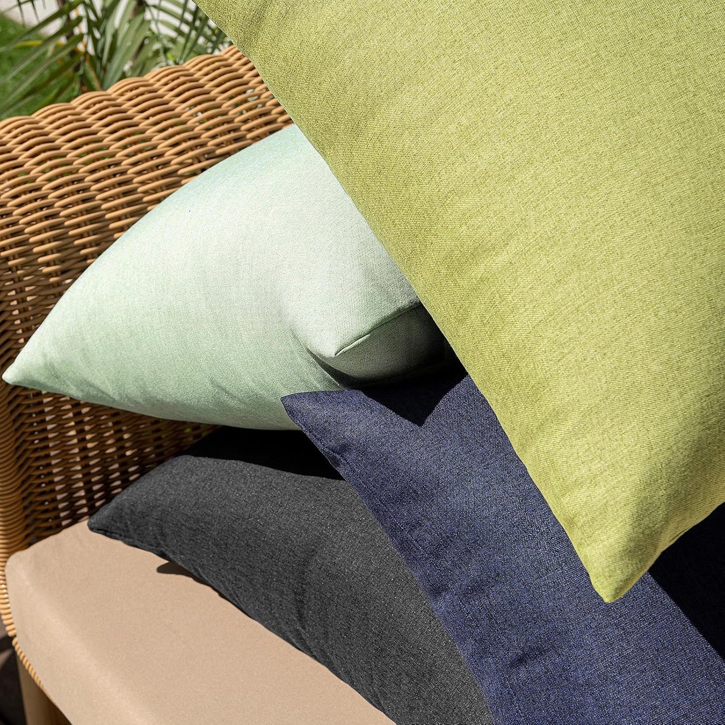 MIULEE Decorative Outdoor Throw Pillow Covers - Waterproof Faux Linen Cushion Cases | 26x26 Inch Navy (Pack of 2)