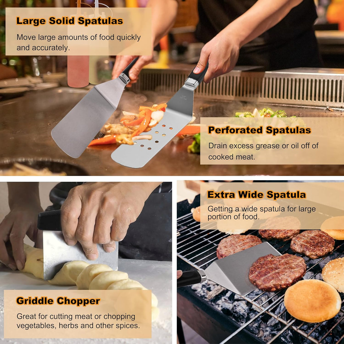 238PCS Premium Griddle Accessories Kit - Essential Tools for Flat Top Grill | Includes Enlarged Spatulas, Burger Press & Basting Cover