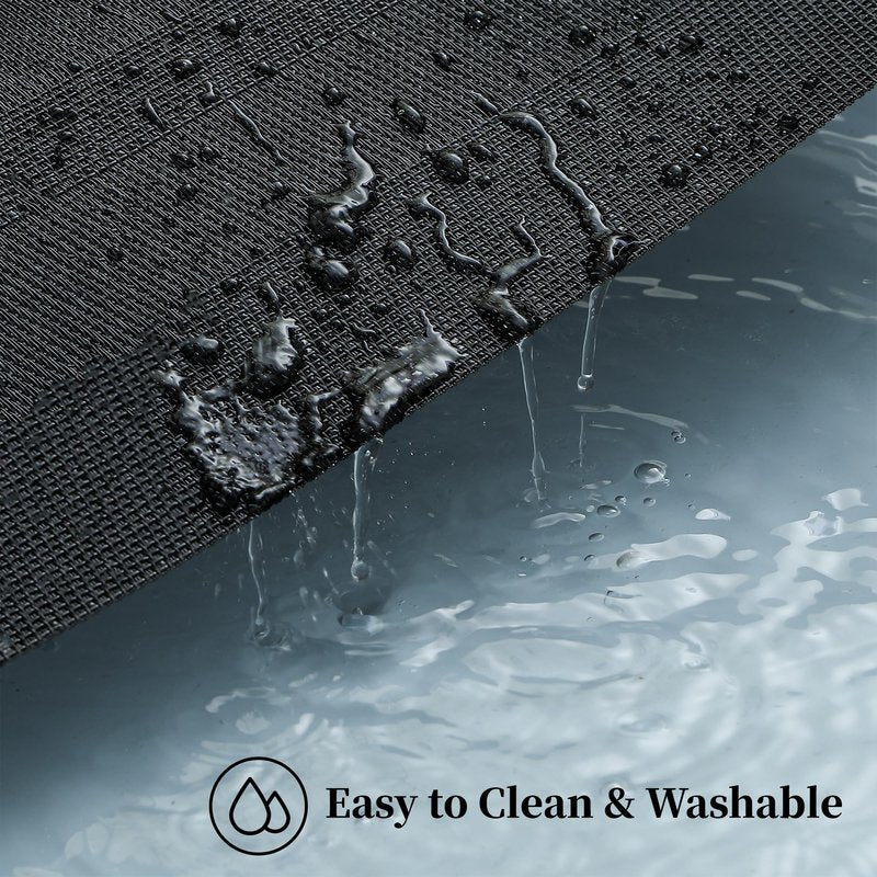 Leetaltree Black Frame Placemats Set of 8 - Heat Resistant Non-Slip Place mats for Dining Table, Washable Durable PVC Vinyl Woven Table Mats（Black Frame, 8）