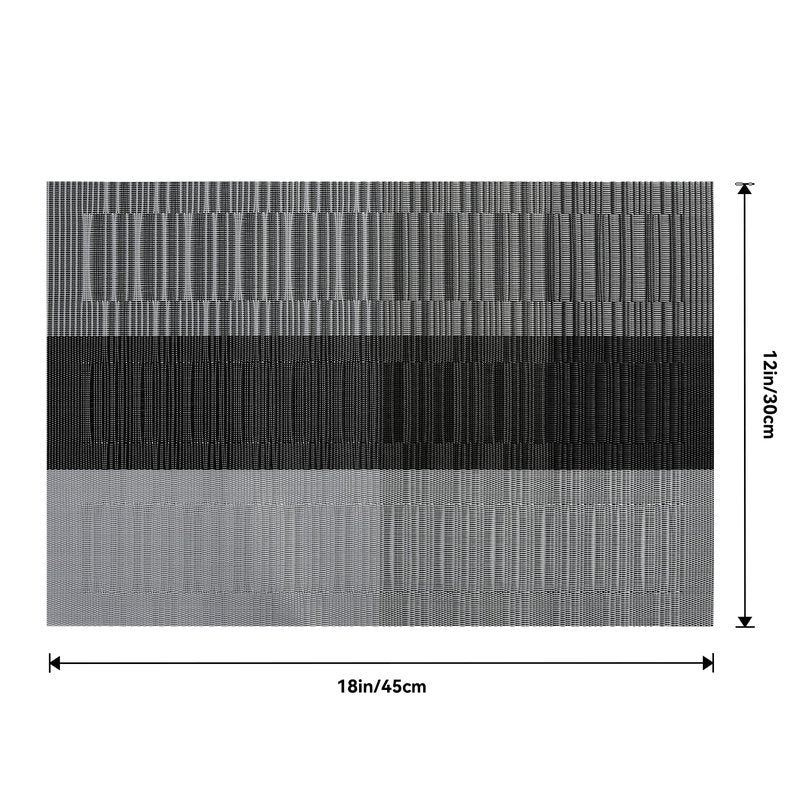 Leetaltree Grey with White Striped Placemats Set of 8 - Heat Resistant Non-Slip Place mats for Dining Table, Washable Durable PVC Vinyl Woven Table Mats（Grey Stripe, 8）
