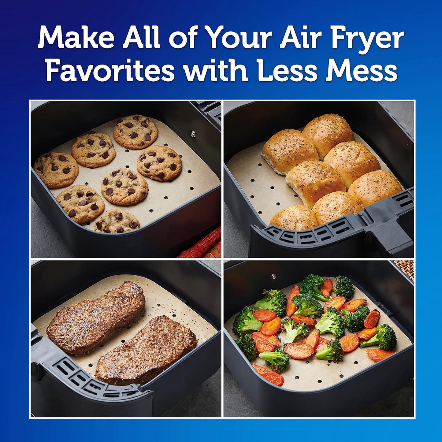 Reynolds Kitchens Air Fryer Liners - Disposable Unbleached Parchment Paper Sheets, 100 Count