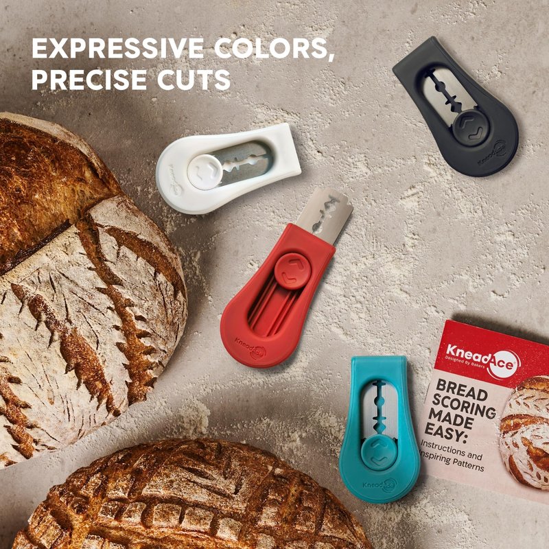 KNEADACE Upgraded Magnetic Bread Lame, Professional Dough Scoring Tool with Extractable Blade, Sourdough Bread Tool for Baking, Includes Scoring Pattern Booklet & 5 Replaceable Razor Blades