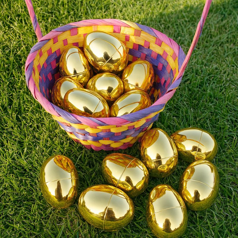 Celmuron Golden Easter Eggs 30 Pack, 2.36'' Fillable Plastic Eggs for Easter Egg Hunt, Basket Stuffers, Party Favors & Holiday Decorations
