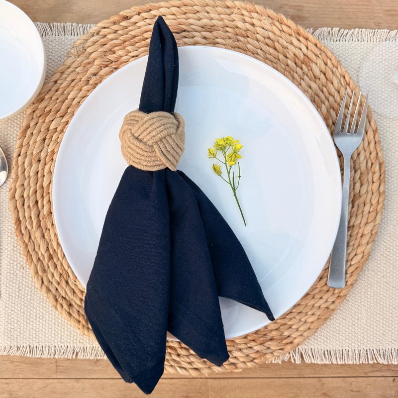 Ramanta Home Navy Cotton Dinner Napkins Set of 12, 18x18 Inch 100% Cotton Cloth Napkins, Reusable Fabric Table Napkins for Everyday Dining, Parties, Weddings, Spring & Easter Table Décor Washable