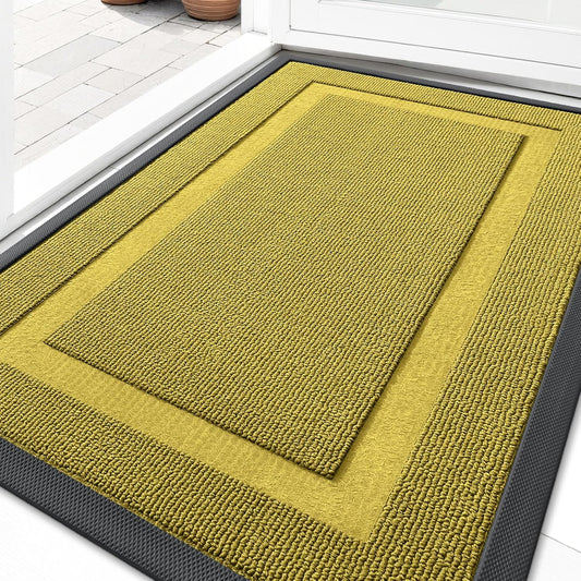 OLANLY Waterproof Front Door Mat - All-Season Indoor/Outdoor Doormat | Sturdy Natural Rubber, 29.5x17, Lime Green