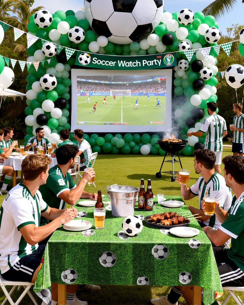 Pureegg Soccer Party Decorations 2026 Plastic Tablecloth Disposable 10 Pack, Rectangle Table Cover 54 x 108 Inch, Plastic Table Cloth for Soccer Birthday Party, Green and White Soccer