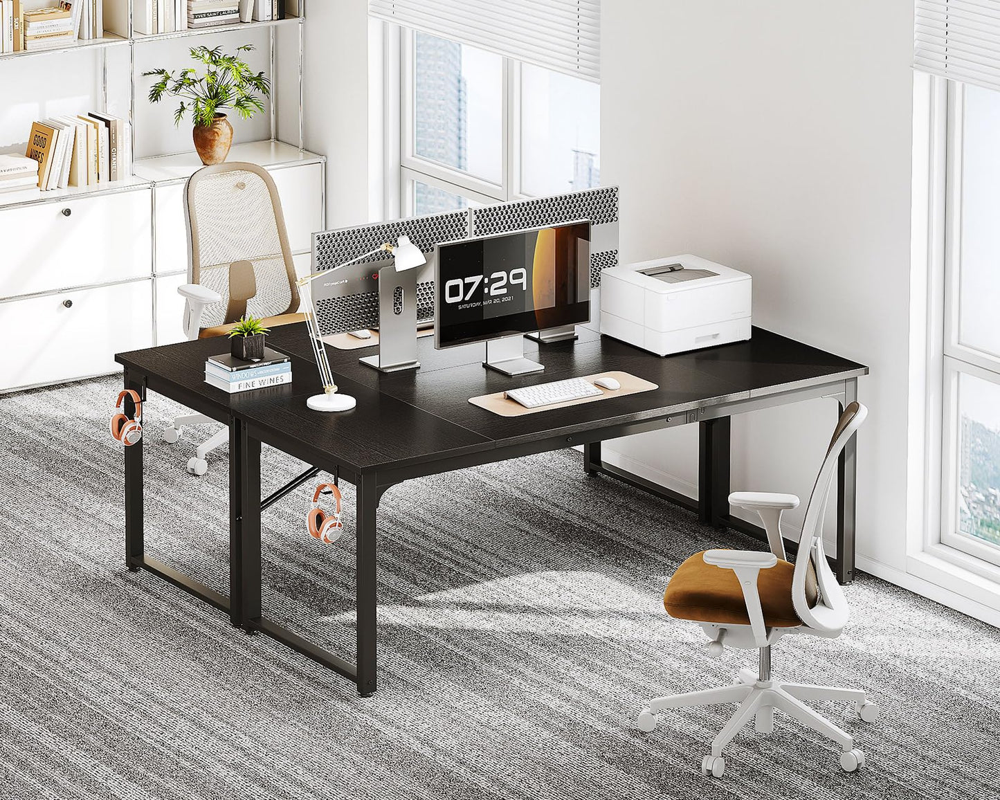 Coleshome 55 Inch Computer Desk, Modern Simple Style Desk for Home Office, Study Student Writing Desk, Black