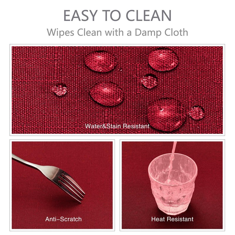 Veblandy Rectangle Tablecloth Waterproof 60x144 inch Linen Textured Table Cloth Stain and Wrinkle Resistant Washable, Decorative Fabric Table Cover for Dining, Party and Camping, Red